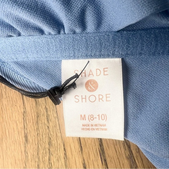 NWT Shade & Shore Women’s Shirred Ribbed Bandeau Cheeky One Piece Swimsuit Sz M - Picture 11 of 12